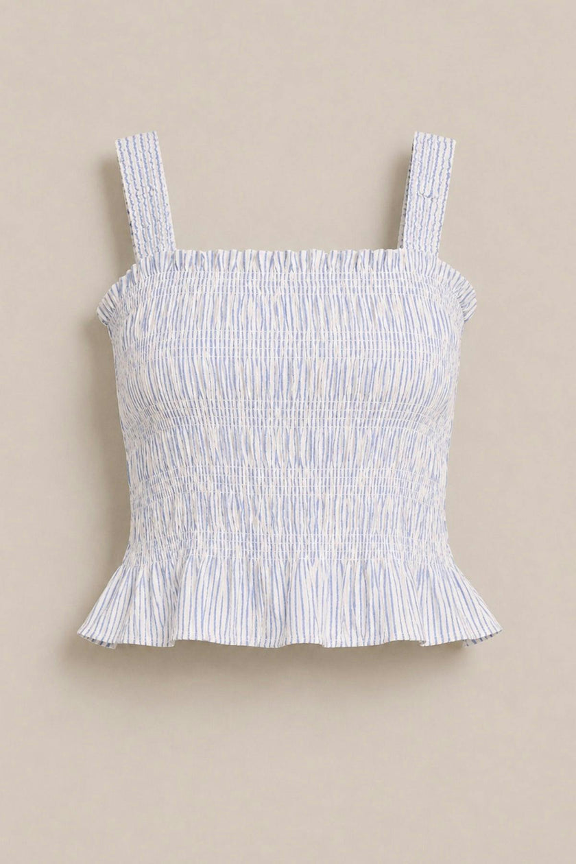 Harley Top in Blue & White Pinstripe