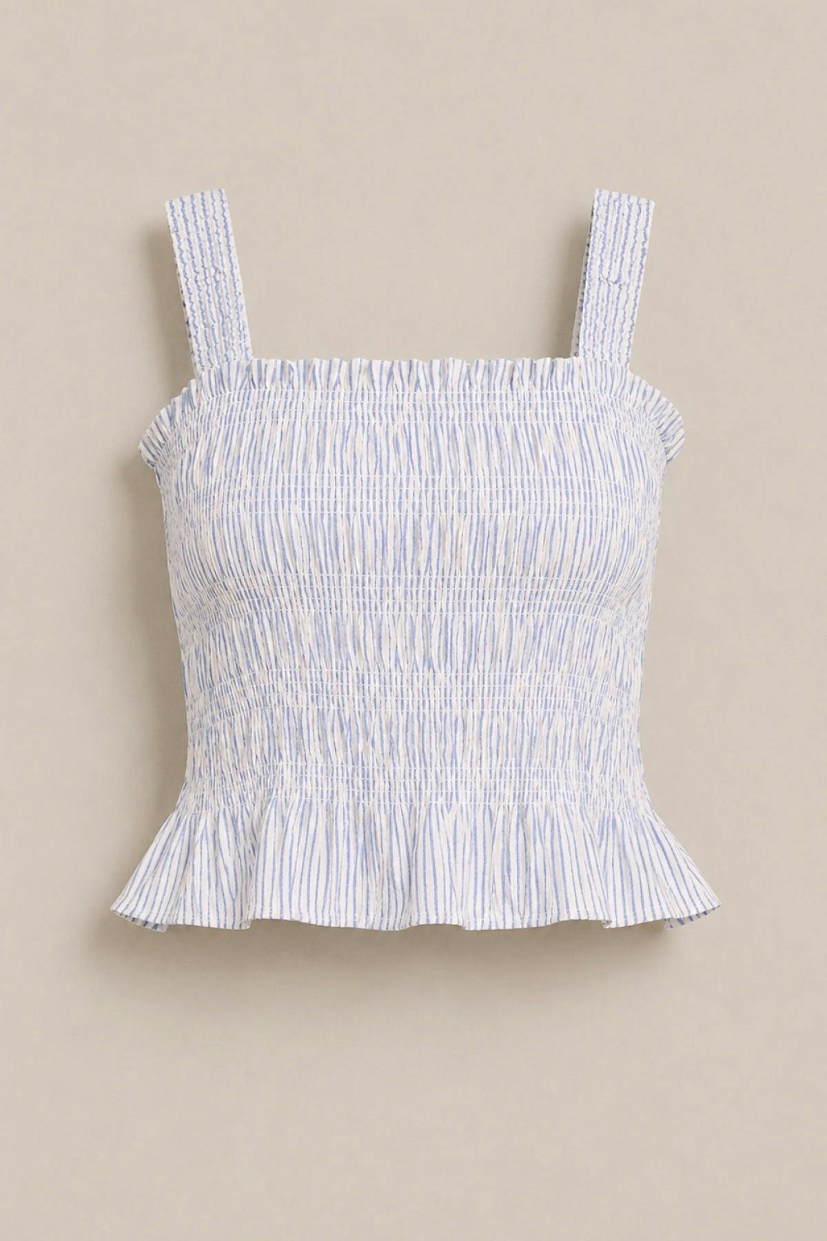 Harley Top in Blue & White Pinstripe