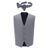 Gray Micro Print Vest & Bowtie