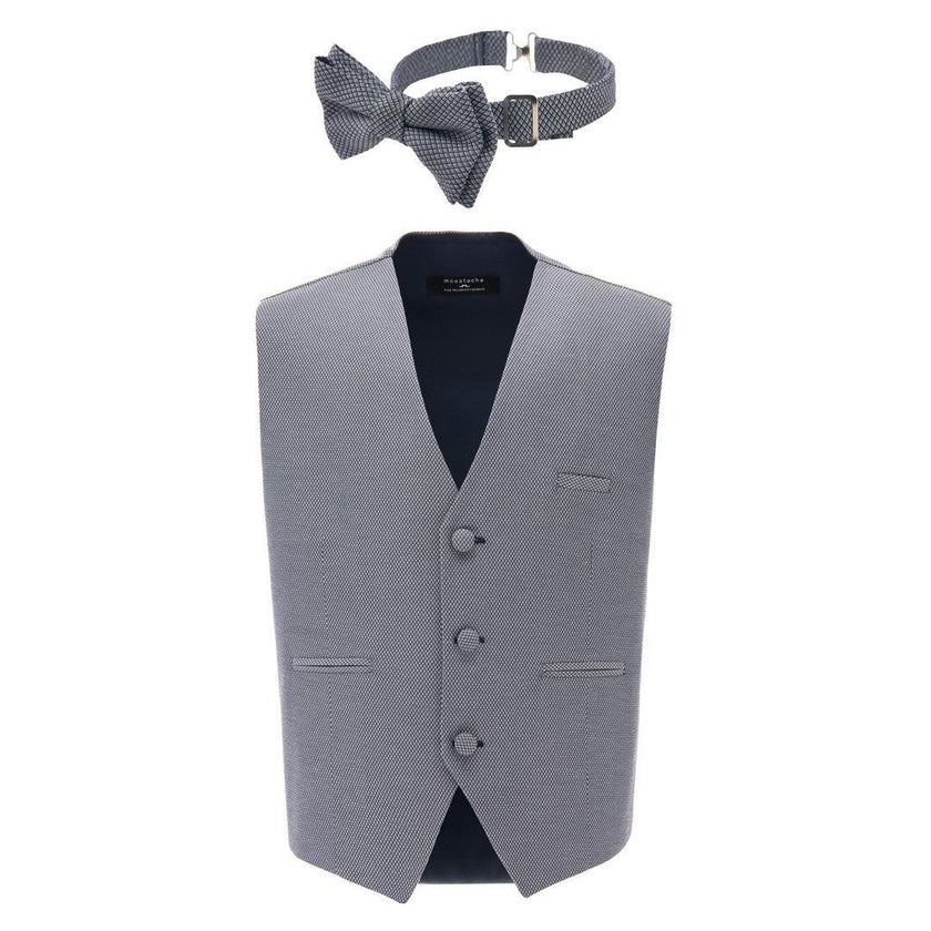 Gray Micro Print Vest & Bowtie