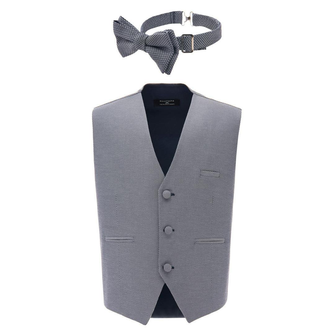 Gray Micro Print Vest & Bowtie