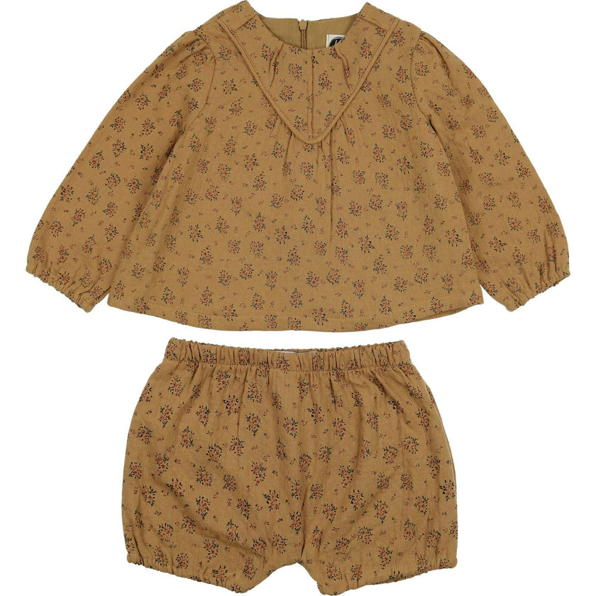 Winter Forest Long Puff Sleeve Top & Short 2-Piece Set