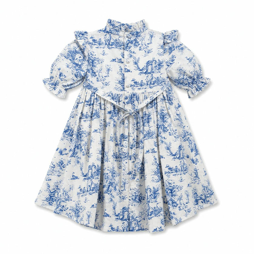 Aoki Blue Toile Dress | Short Sleeve