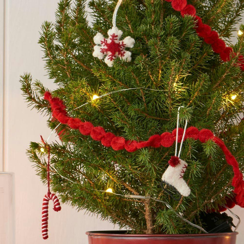 24 Piece Set- Iconic Christmas Mini Tabletop Tree Set- Hand Felted Wool