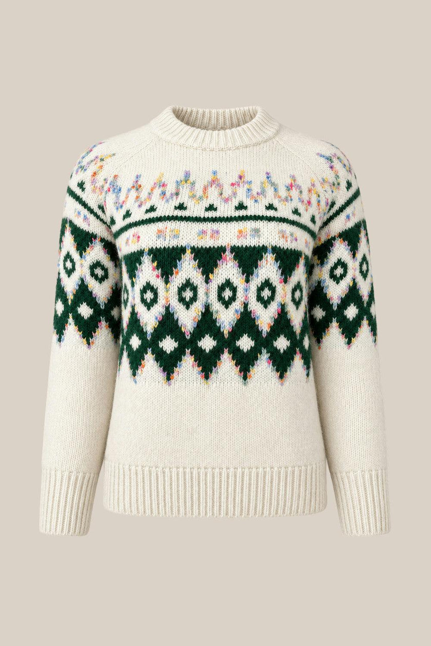 Acadia Sweater in Green & Cream