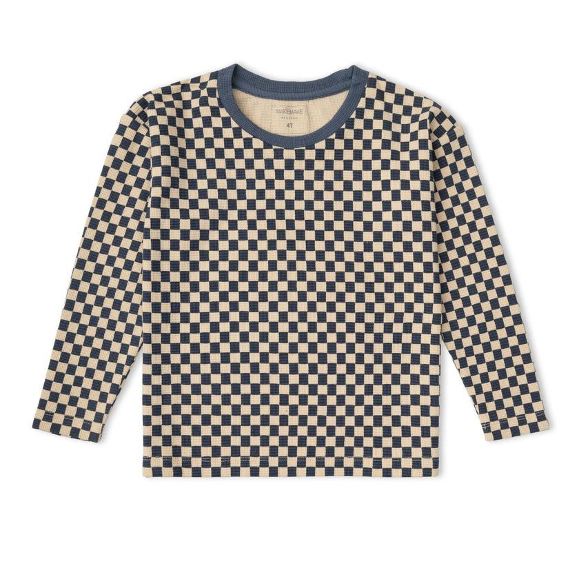 Organic Tee & Foldover Pants Set - Midnight Check