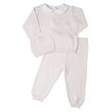 Girls Pique Collar Diamond Knit 2-Piece with Hat Pink