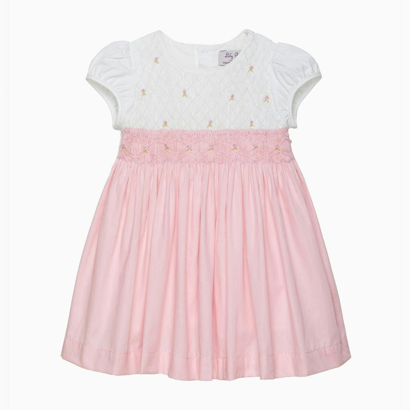 Baby Rose Hand Smocked Dress in Pink