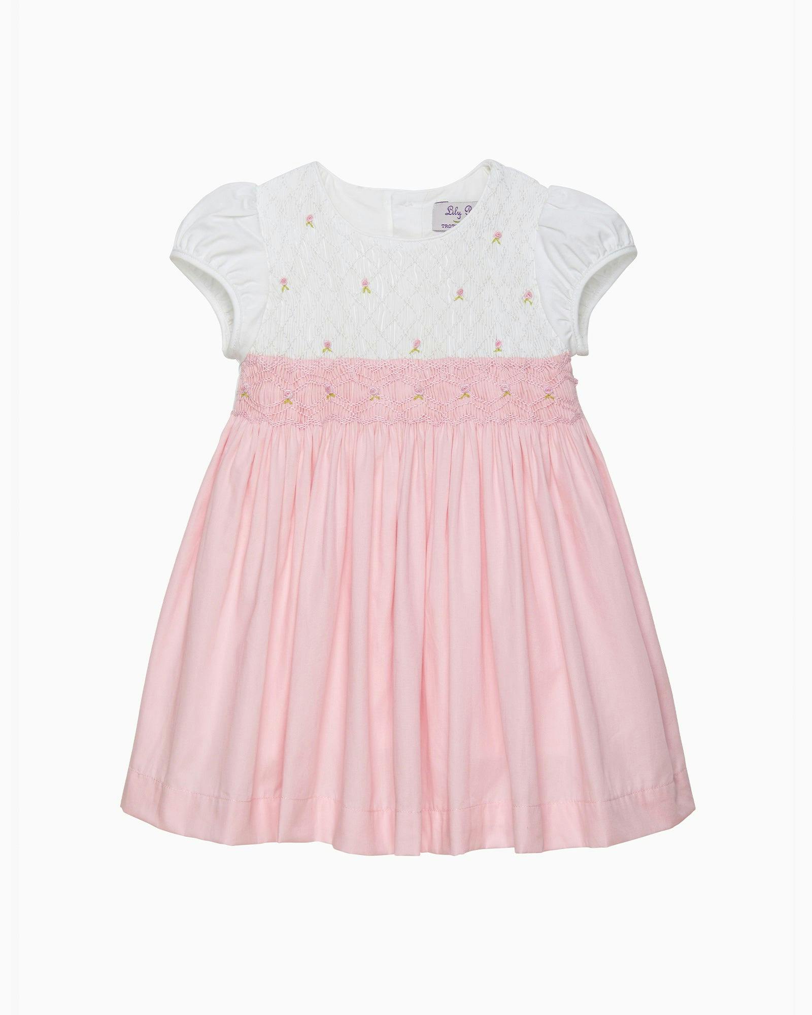 Baby Rose Hand Smocked Dress in Pink