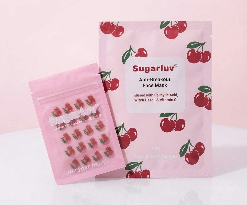 Anti Breakout Face Mask and Acne Patch Cherry Glow Duo