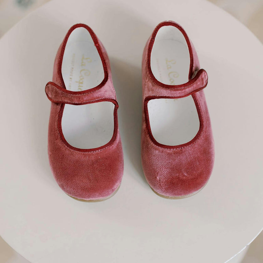 Dusty Pink Velvet Girl Mary Jane Shoes