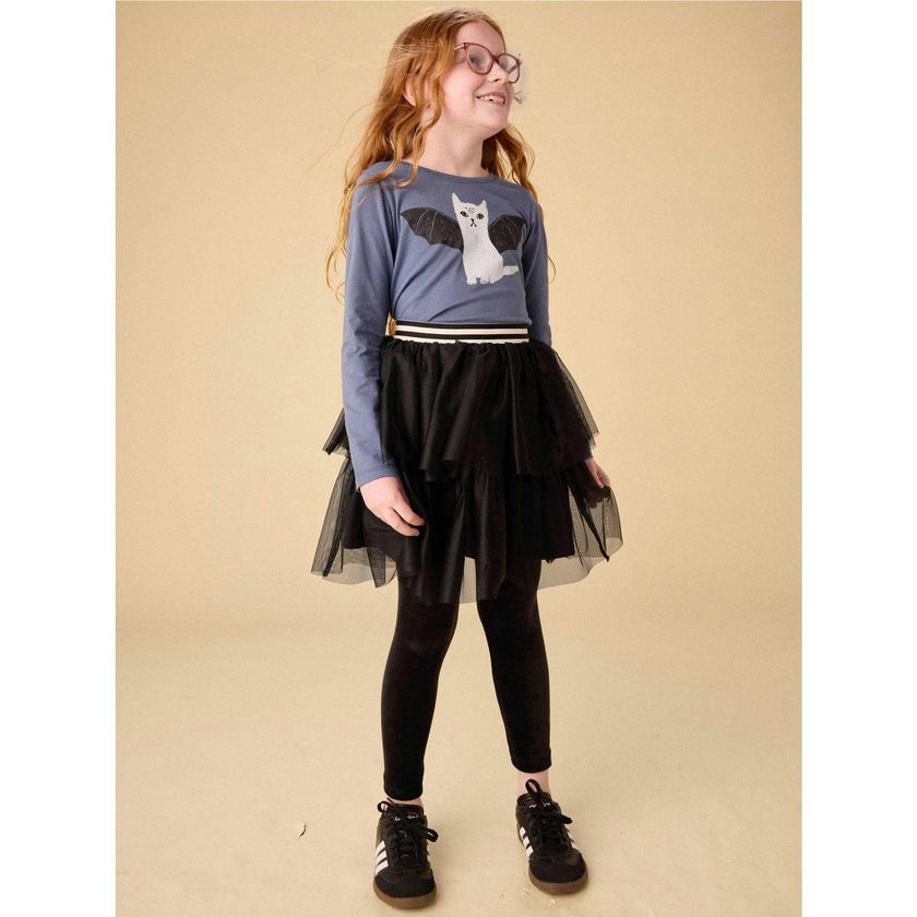 Tiered Tulle Skirt, Black