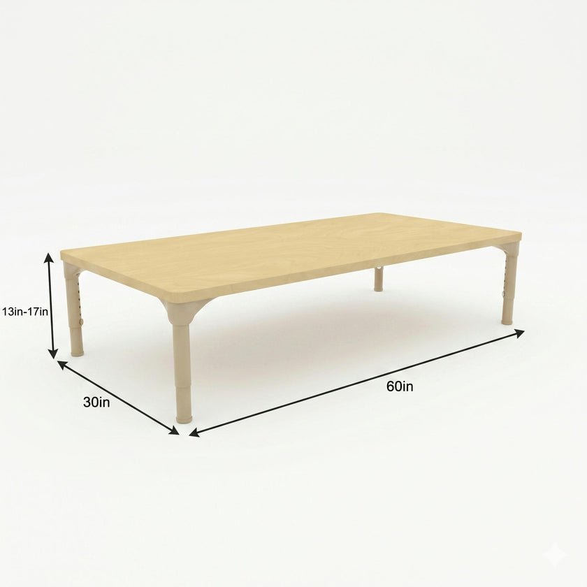 Rectangular Adjustable Kids Table – 13" to 17" Height | Toddler & Preschool Classroom Activity Table