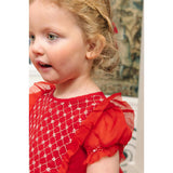 Camelia Red Cotton Smocked Dress