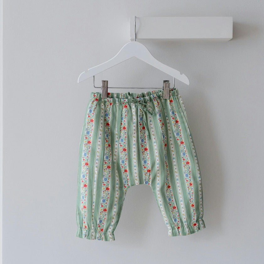 Sage Floral Stripe Forna Baby Girl Trousers