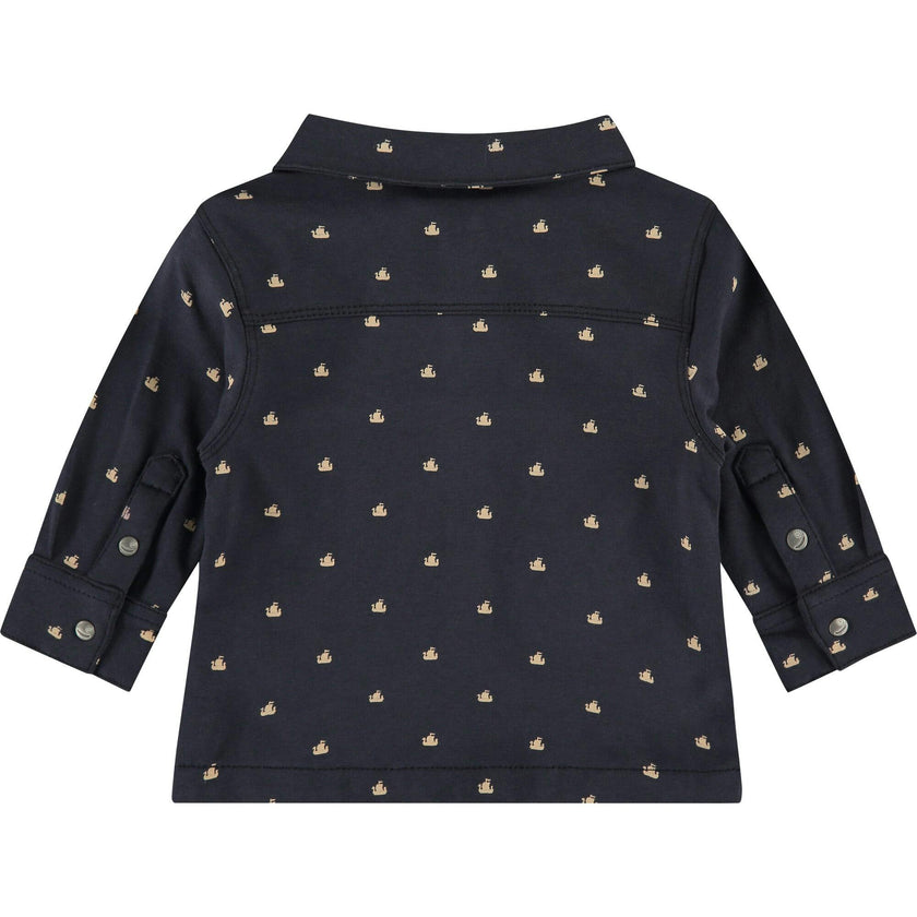 Viking Ship Graphic Button-Up T-Shirt