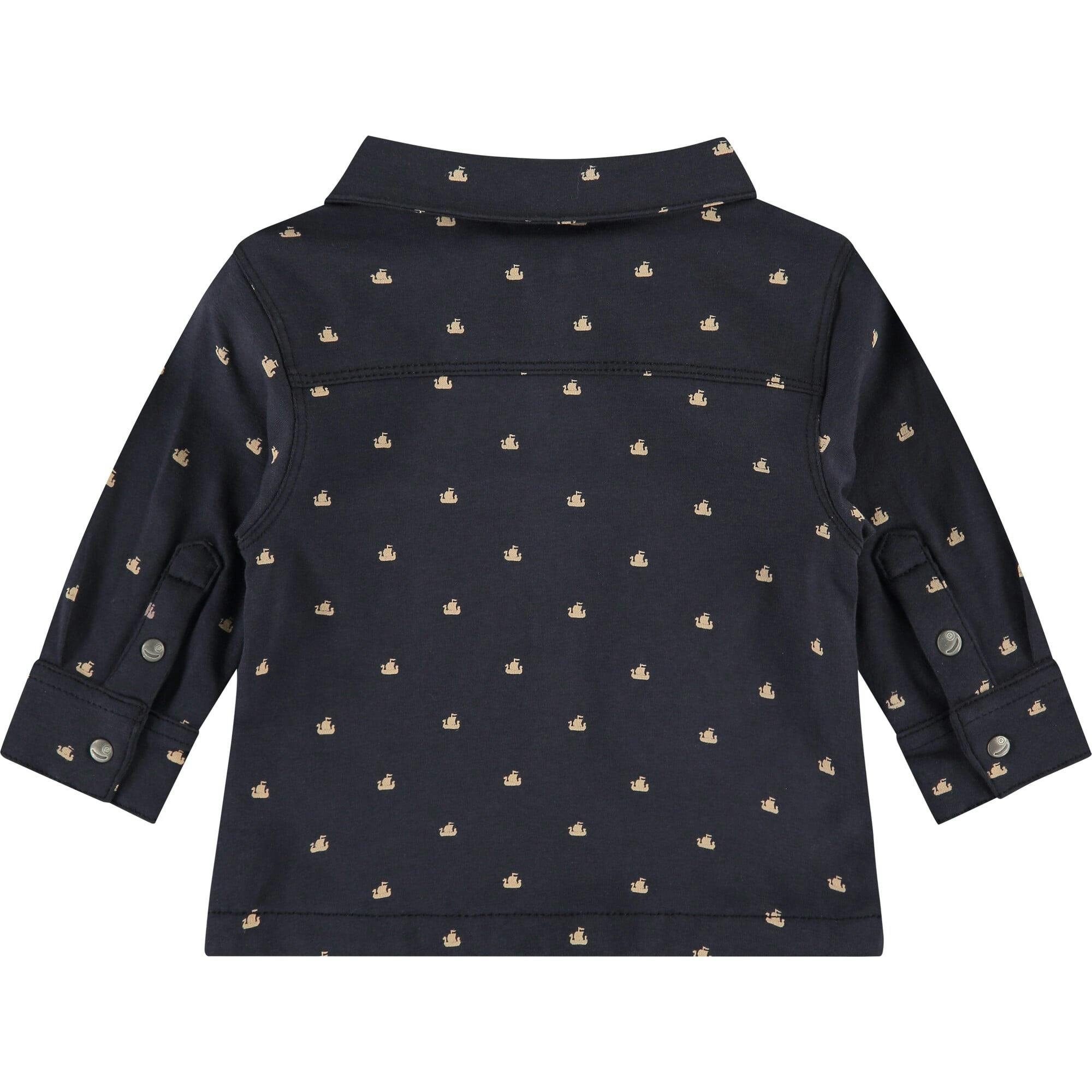 Viking Ship Graphic Button-Up T-Shirt