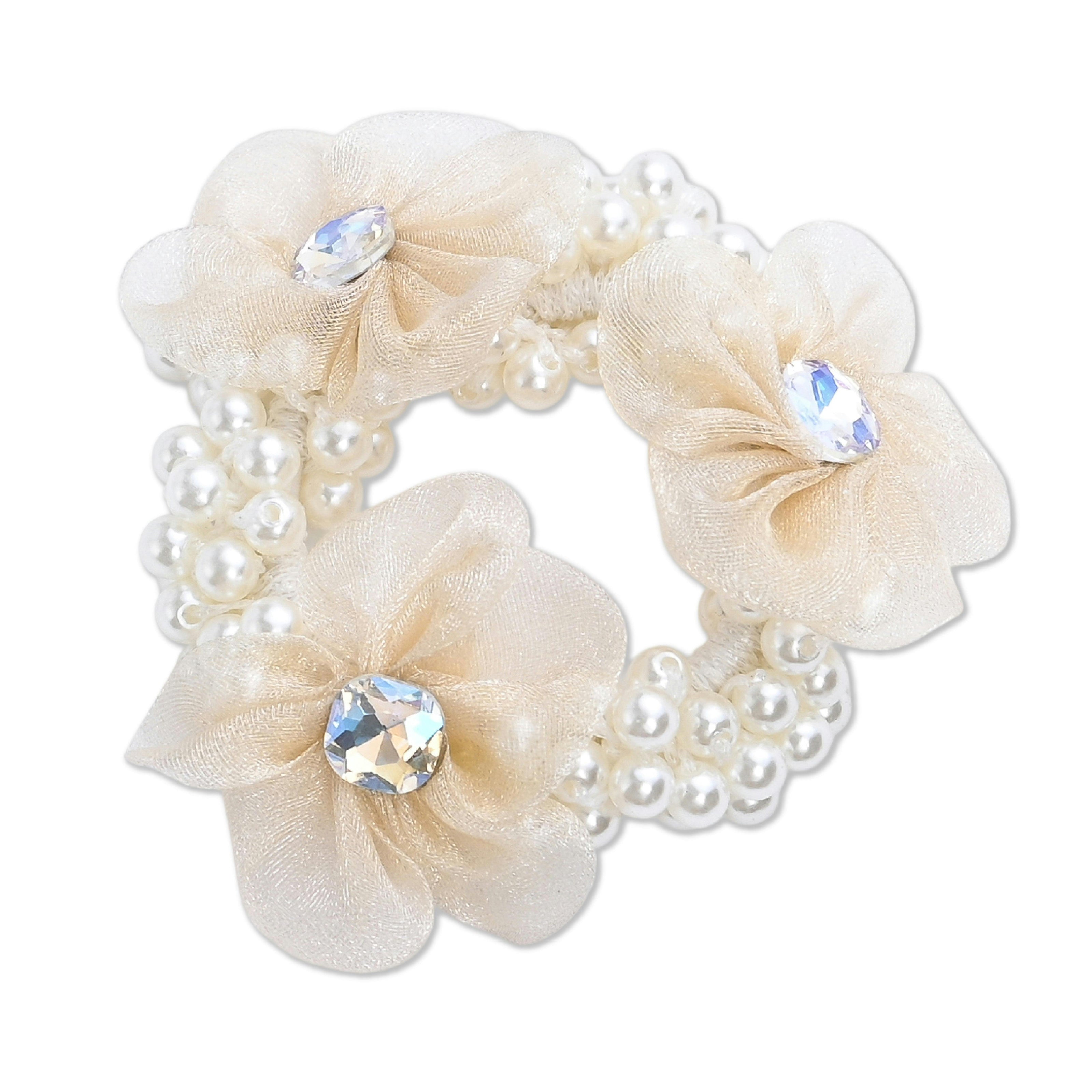 Pearl Flower Scrunchie Set