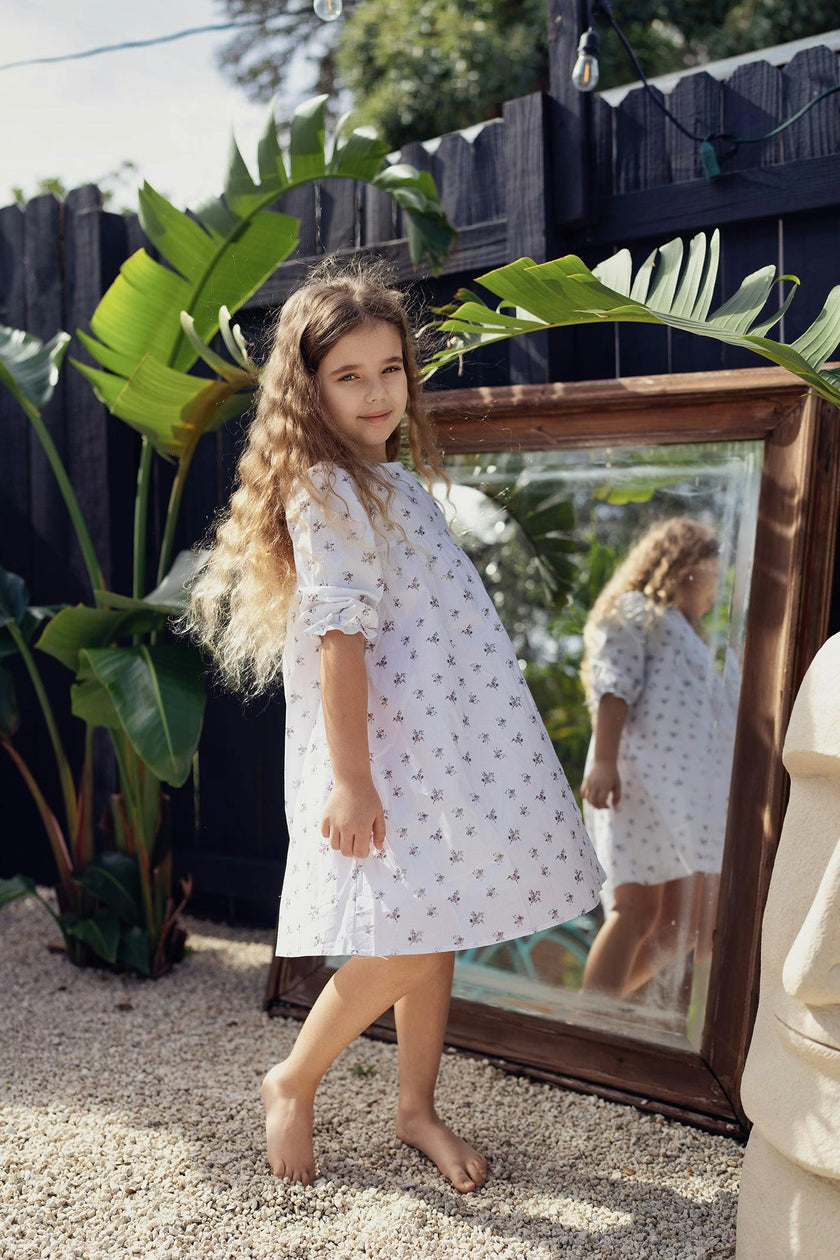 Rose Dot 3-Quarter Sleeve Dress