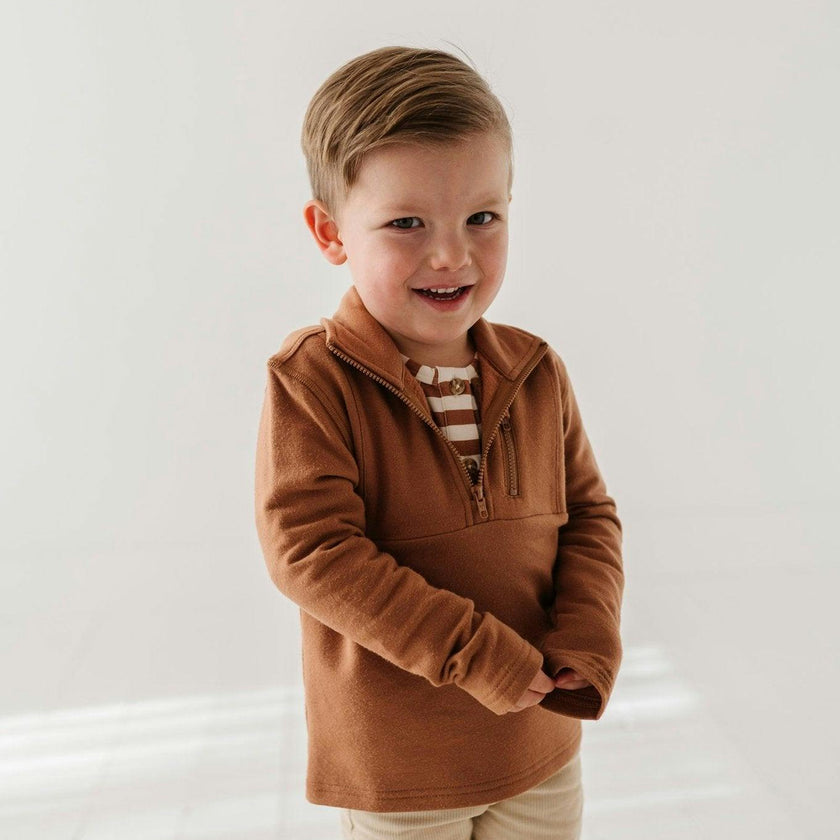 Boy's 3/4 Fleece Zip Sweatshirt
