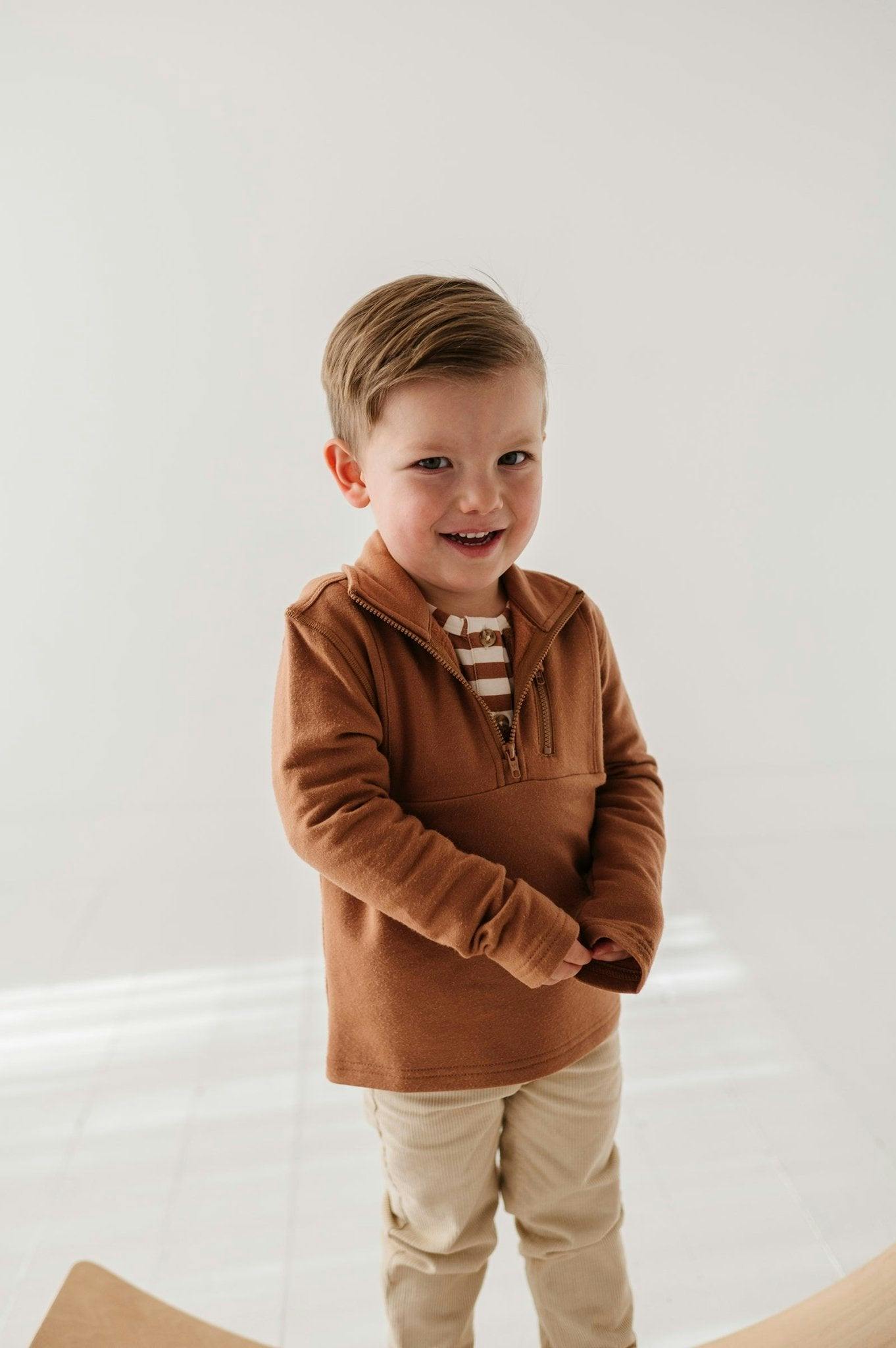 Boy's 3/4 Fleece Zip Sweatshirt