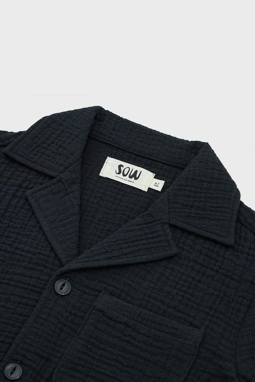 Organic Cotton Camp Collar Waffle Shirt