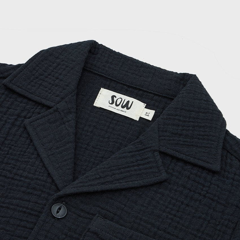 Organic Cotton Camp Collar Waffle Shirt