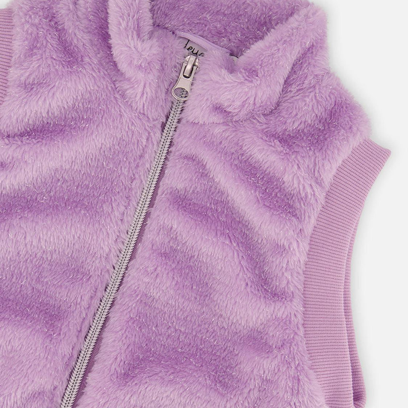 Faux Fur Sleeveless Vest Violet