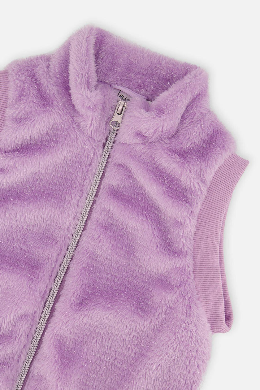 Faux Fur Sleeveless Vest Violet