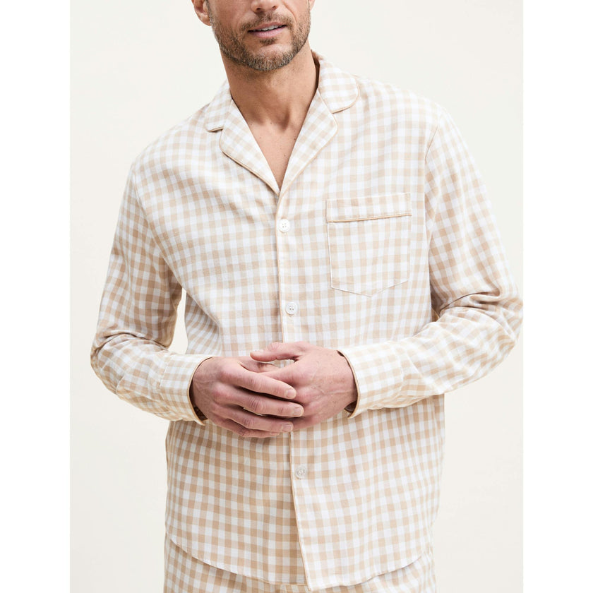Men's Twill Pajama Set in Light Blue Gingham