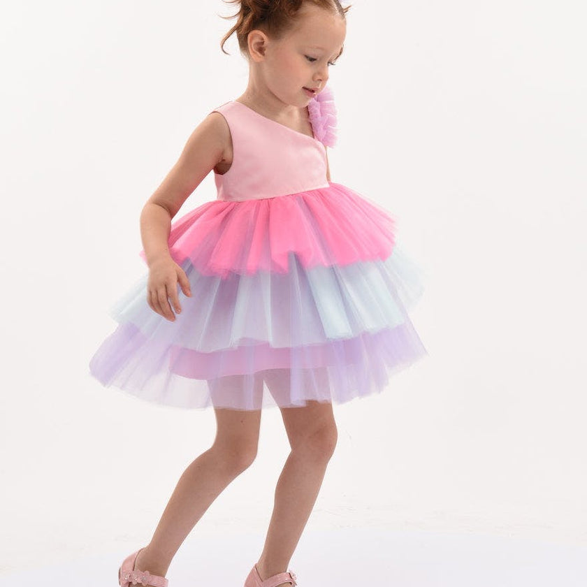 Pink Cakepop Multicolor Layered Tulle Dress