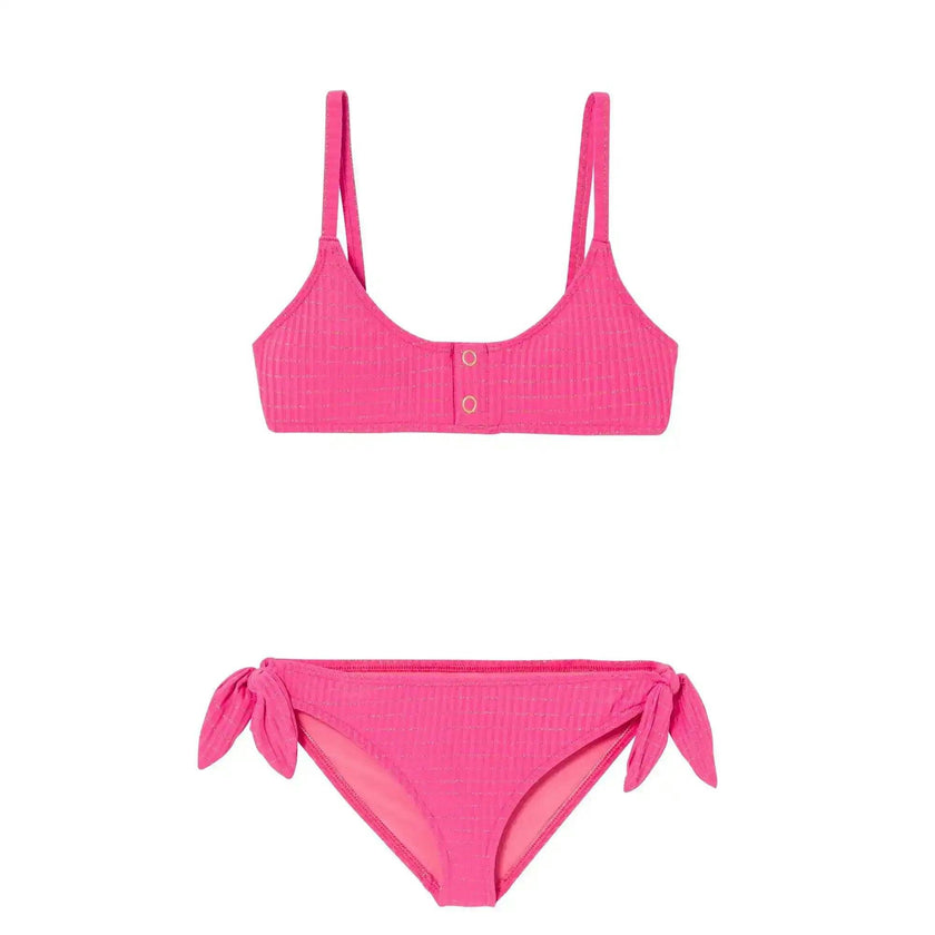 Girls' bikini bralette with snap buttons, pink/gold | CALYPSO 2P