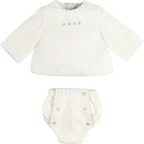 Whale Embroidered Scallop Edge Two Piece Set in Blue (1-6mths)