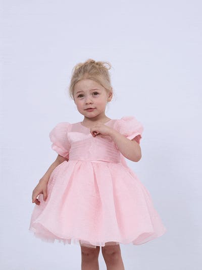Pink Brixton Puff-Sleeve Party Dress