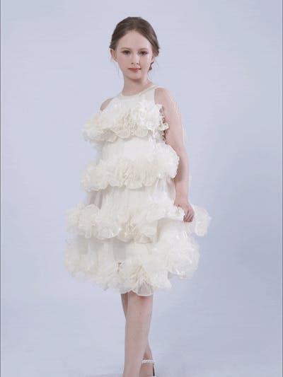 Cream Elysia Tiered Ruffle Dress