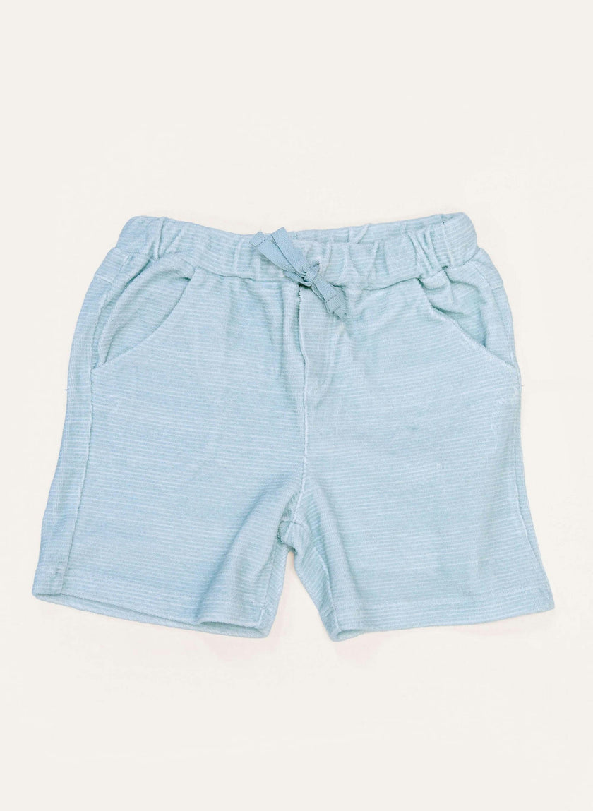 Dax French Terry Shorts - Misty Blue Stripe