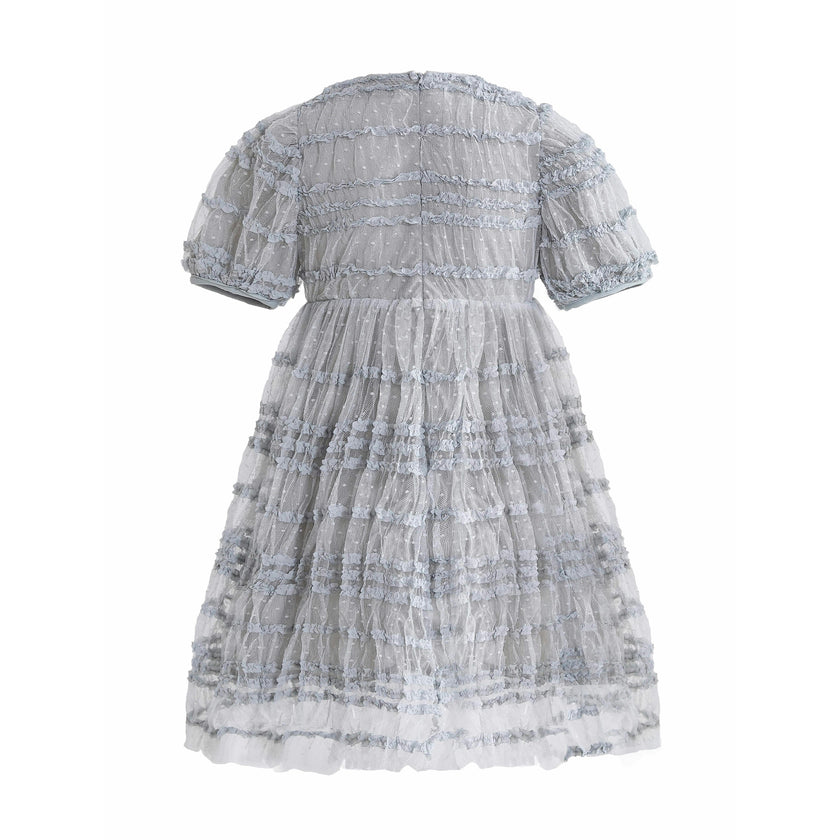 Silver Mist Ruffle Dress