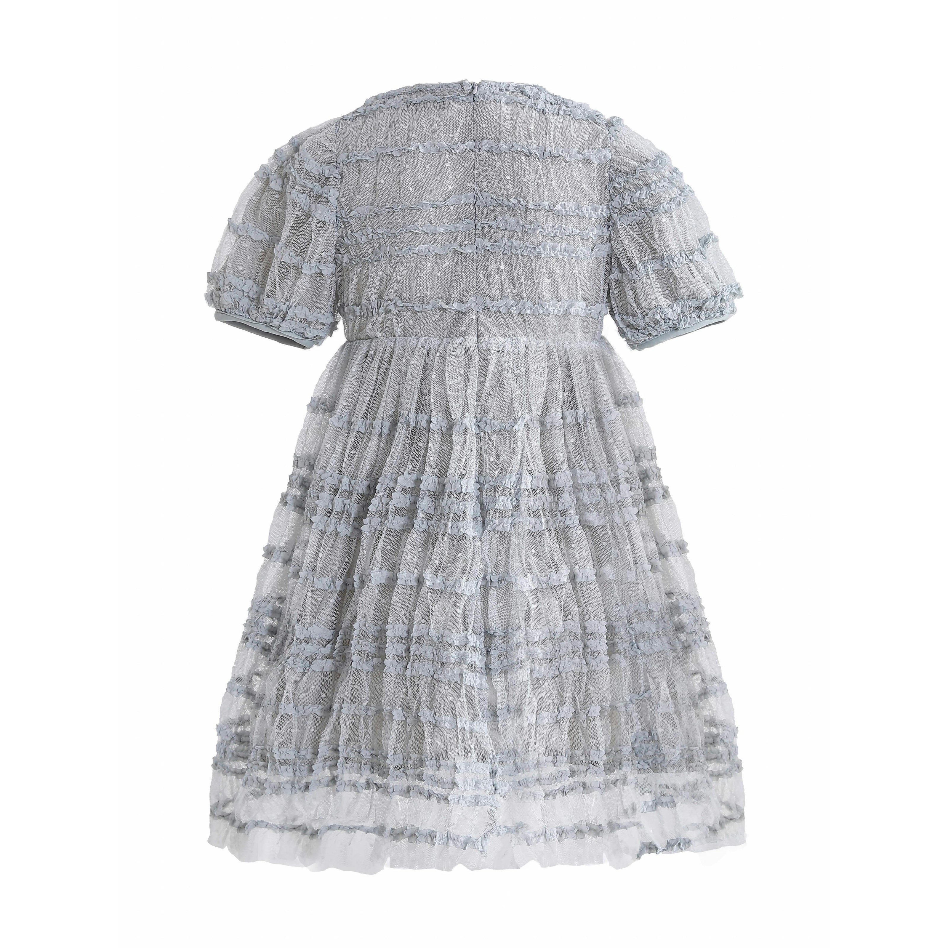 Silver Mist Ruffle Dress
