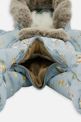Baby One Piece Snowsuit Adapted For Car Seats Blue Animal Print