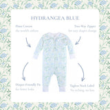 Zip up Pajama Hydrangea Blue