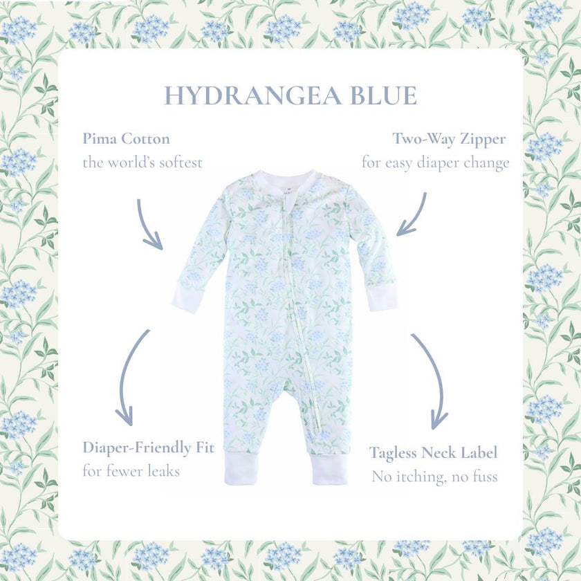 Zip up Pajama Hydrangea Blue