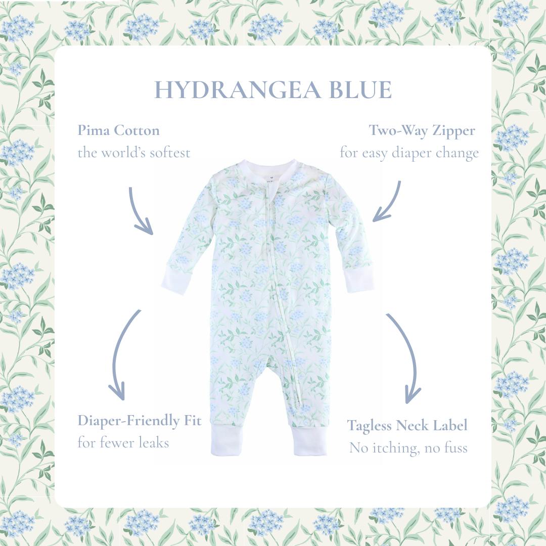 Zip up Pajama Hydrangea Blue