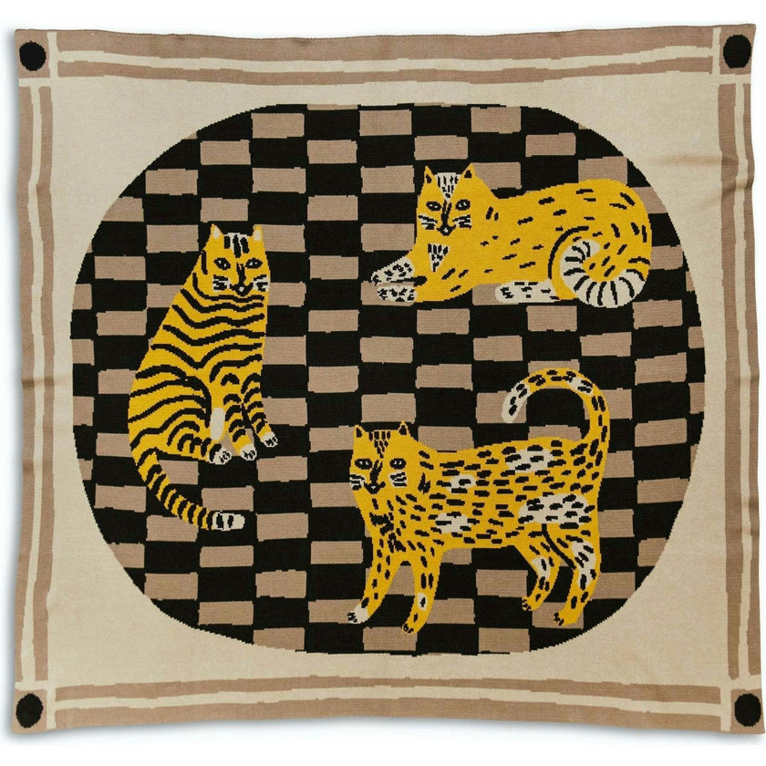 Three of Cats Knit Blanket