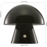 Porcini 7" Contemporary Bohemian Rechargeable/Cordless Iron Integrated LED Mushroom Table Lamp