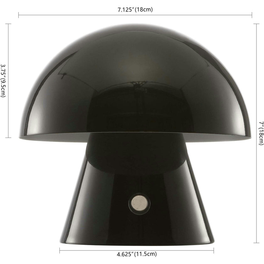 Porcini 7" Contemporary Bohemian Rechargeable/Cordless Iron Integrated LED Mushroom Table Lamp