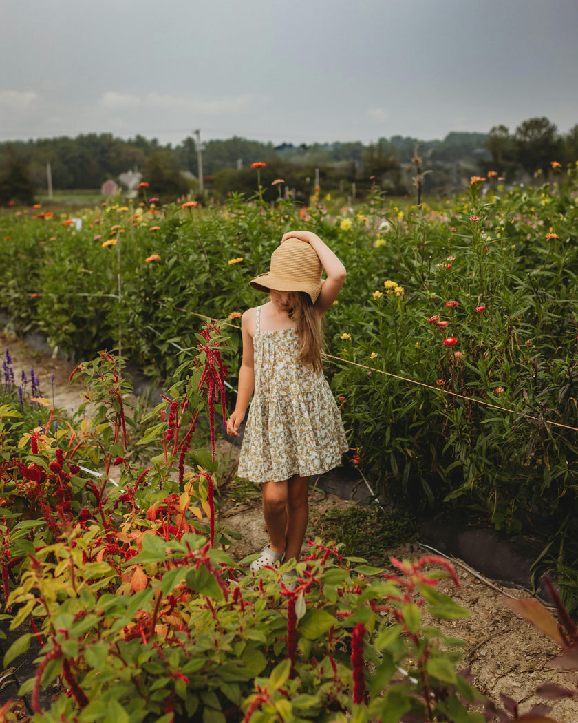 Hikari Pintuck Dress| Mustard Sage Blossom