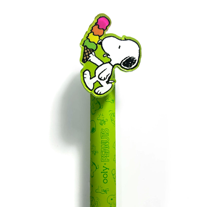 OOLY x Peanuts Black Ink Retractable Gel Pens - Snoopy & Woodstock - Set of 4