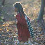 Day After Day Corduroy Reversible Long Sleeve Pockets Dress, Red