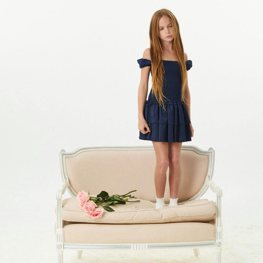 Lexi Cap Smocked Dress - Navy