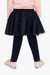 Leggings With Integrated Tulle Skirt Dark Blue
